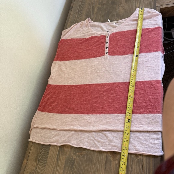 Free People FP Beach Womens Small Pink Oversized Linen Blend Henley Sweater - Picture 8 of 8